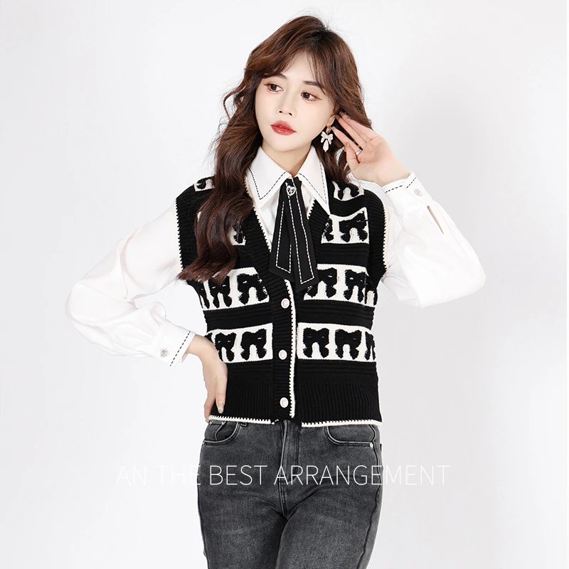 AN高定【蝴蝶背心】新款时尚定制无袖针织毛衣AM221099