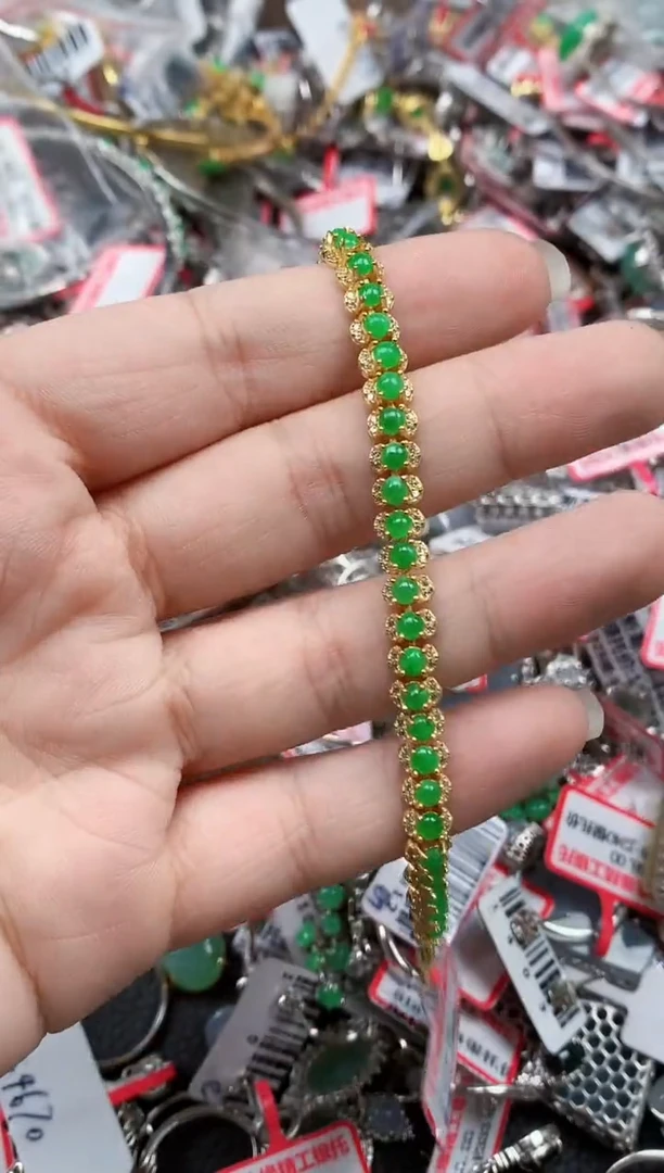 银S925镶嵌戒指翡翠天然A货缅甸翡翠