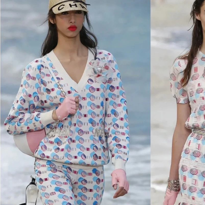 99新 Chanel/香奈儿 Chanel  满印山茶花亮片针织开衫34码