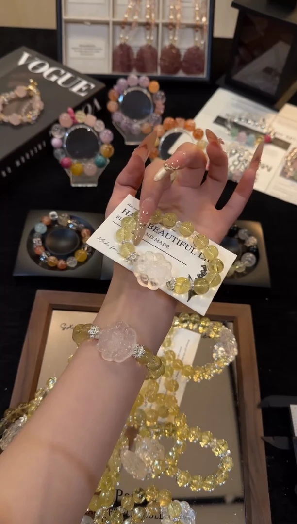 合金手链水晶黄水晶x3483