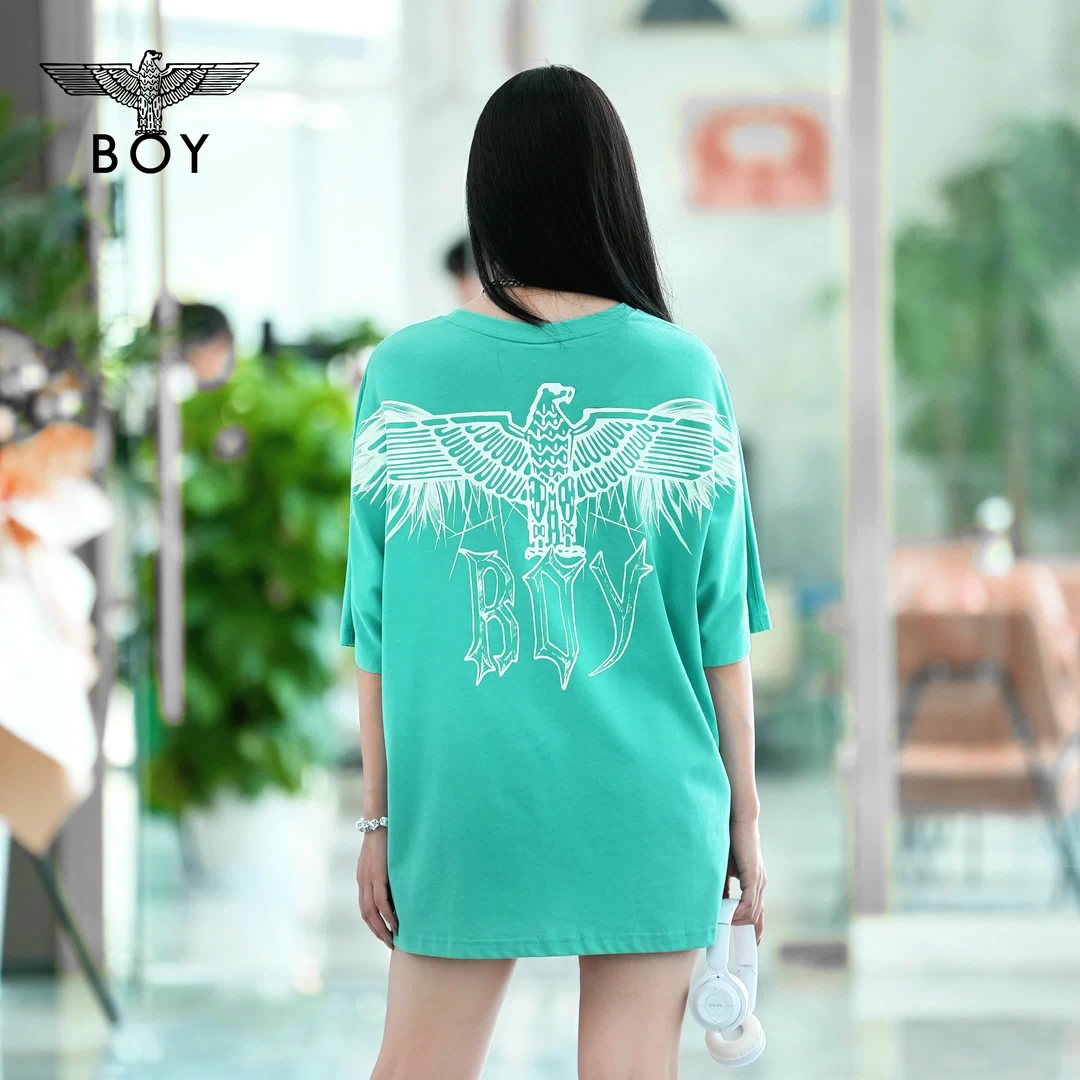 【萤火之光】BOYLONDON夏季情侣春夏薄荷曼波老鹰印花宽松T恤N01004