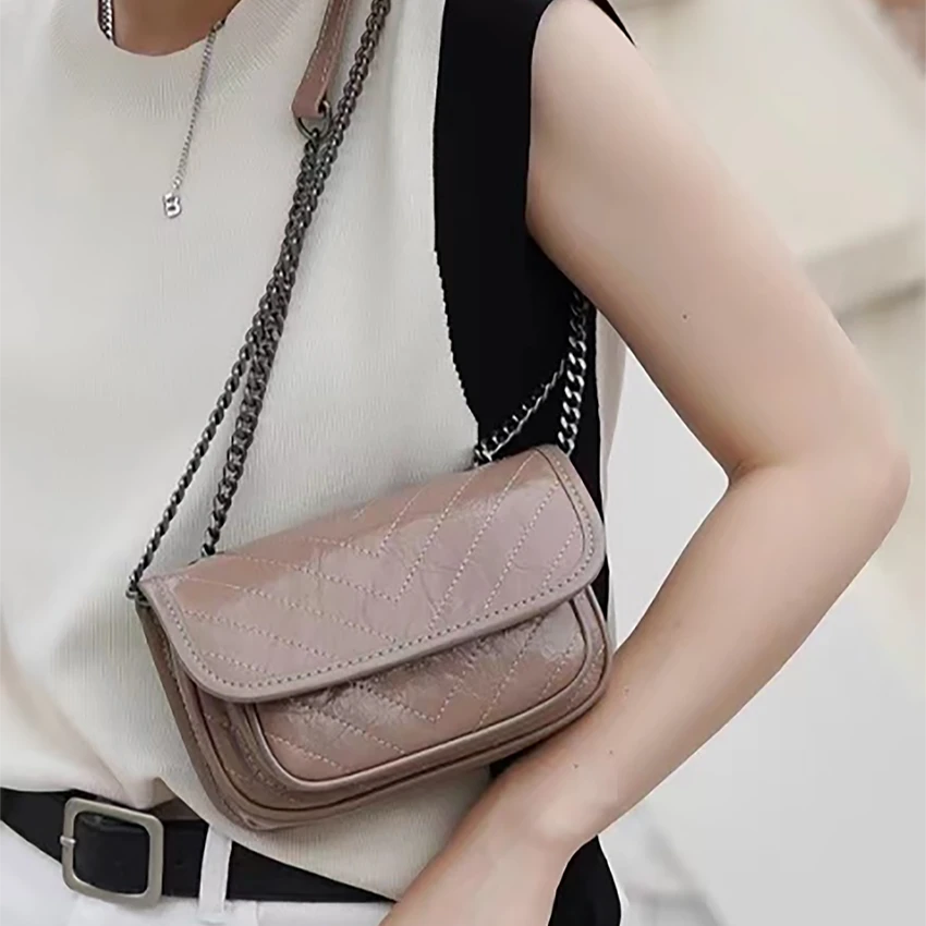 【芝麻集】KLL-69003-奶茶RAIN.CUN时尚休闲百搭腋下斜跨女包