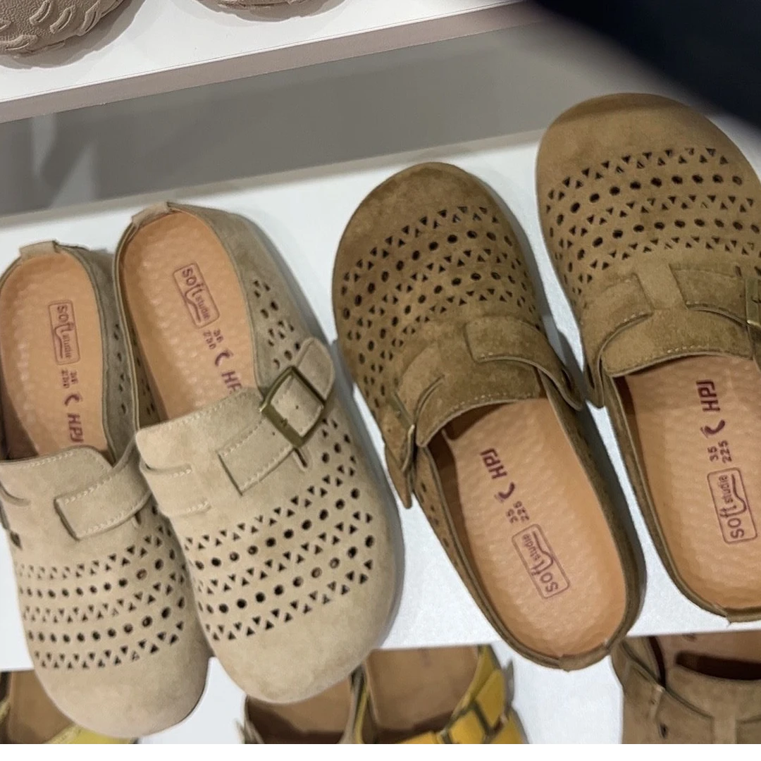 2025休闲素色舒适洞洞包头包头拖坡跟软底镂空凉拖半拖浅口2025-6