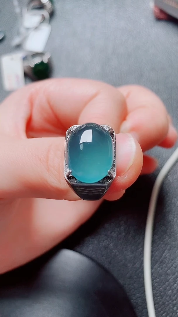 翡翠戒指银S925镶嵌1111