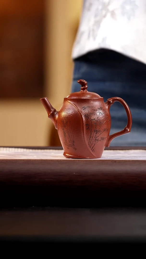 茶壶紫砂红降坡旷达200cc