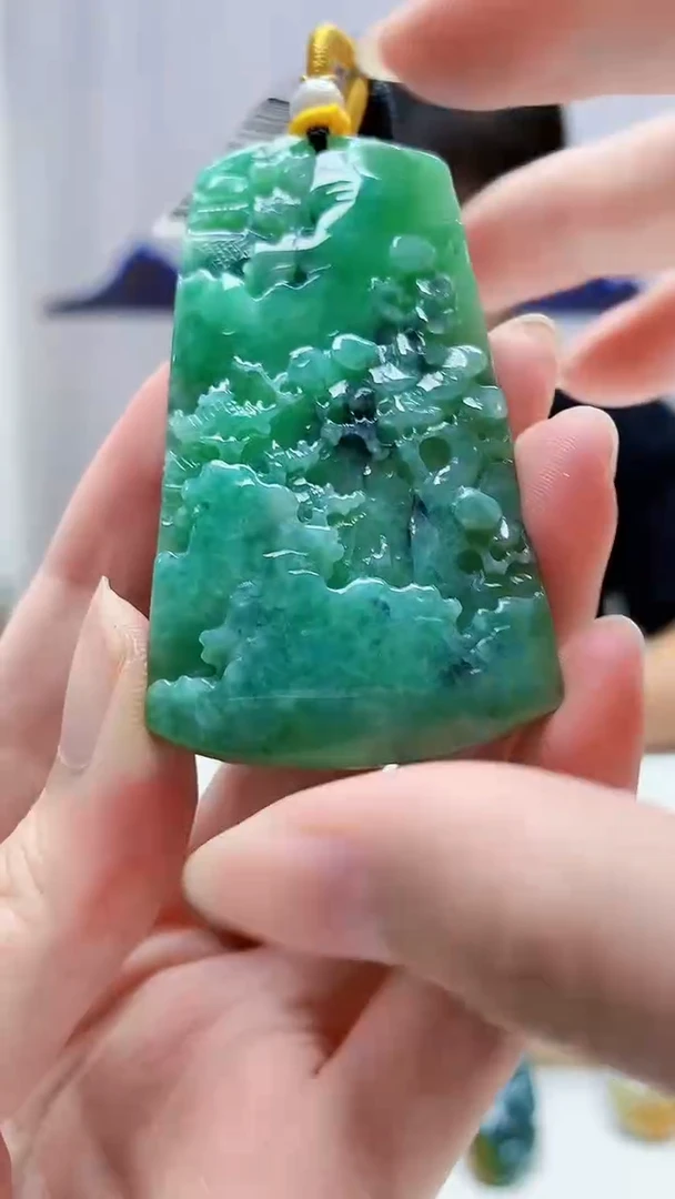 未镶嵌定制翡翠4688zm-毛货挂件山水59