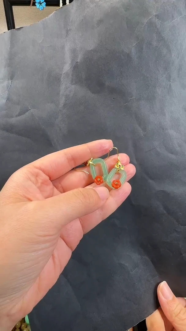 银S925镶嵌东陵石耳饰耳坠