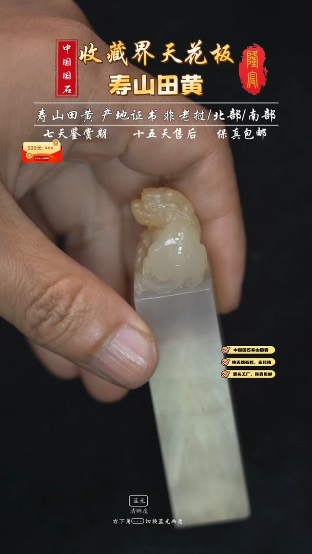 寿山石一**生寿山荔枝洞古兽方章