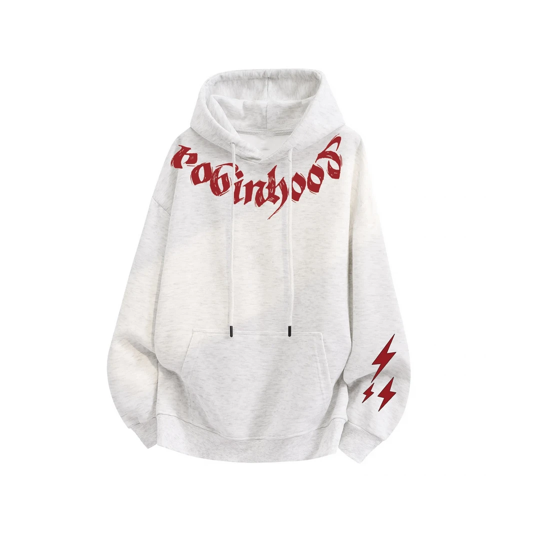 轻奢痞帅重磅高端男装连帽卫衣宽松设计感秋冬加绒保暖长袖外套