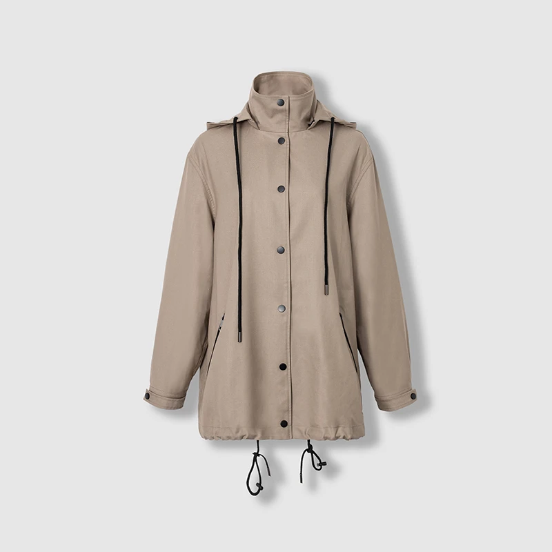 四月初九加大码女装胖MM2025春型格随行 中长款H型夹克风衣外套