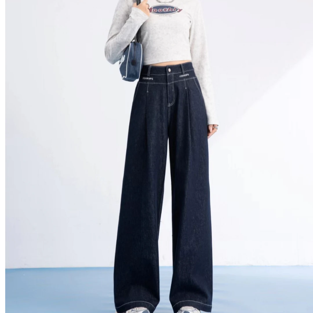 352126早春新款高腰宽松时尚显瘦百搭阔腿裤