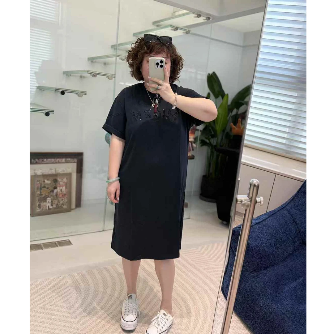 MEET 夏季定制版刺绣字母T裙