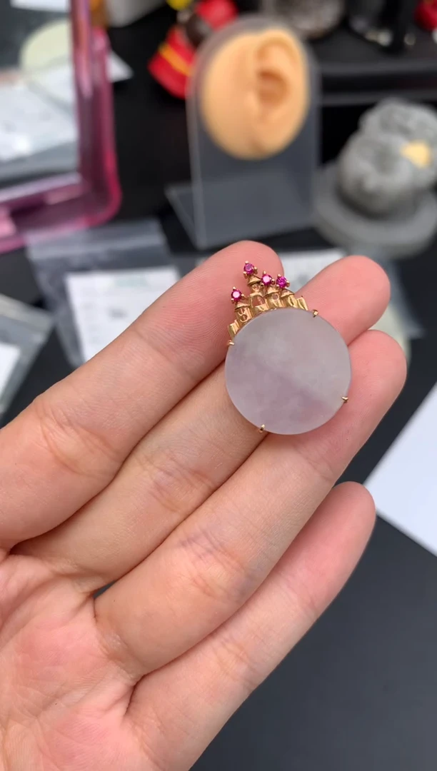 18K金镶嵌把件翡翠48小时鉴赏期 退货不扣服务费