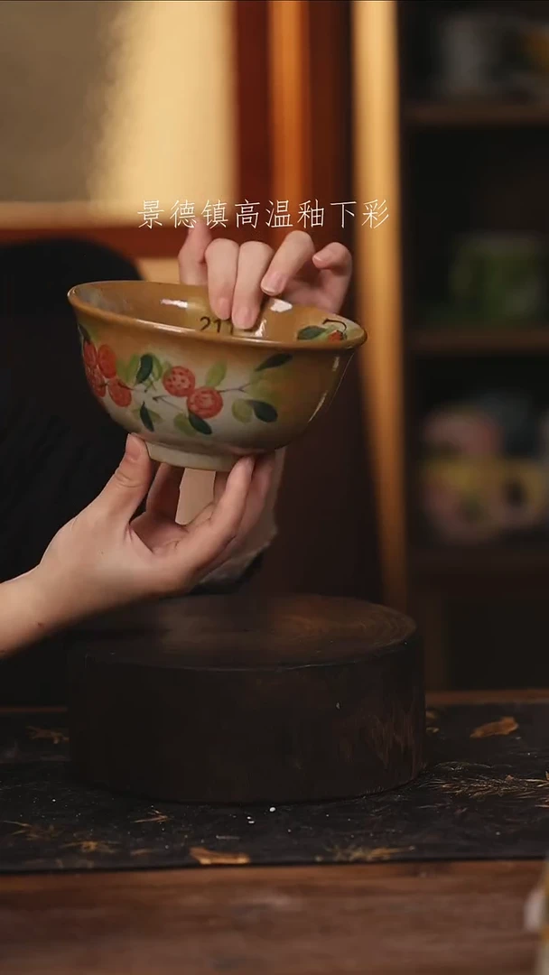 陶瓷 景德镇高温釉下手绘陶瓷@L211@