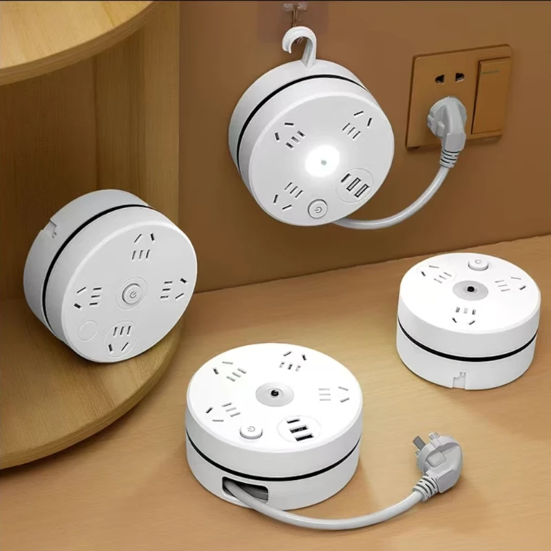 公官方正品可伸缩收纳插座带线插排多功能USB插线板多孔插板拖