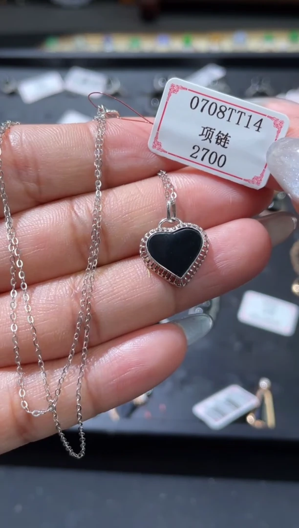 翡翠18K金镶嵌项链0708TT14