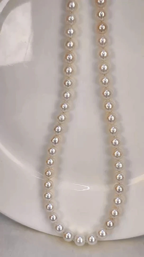 淡水珍珠银S925镶嵌项链7-8