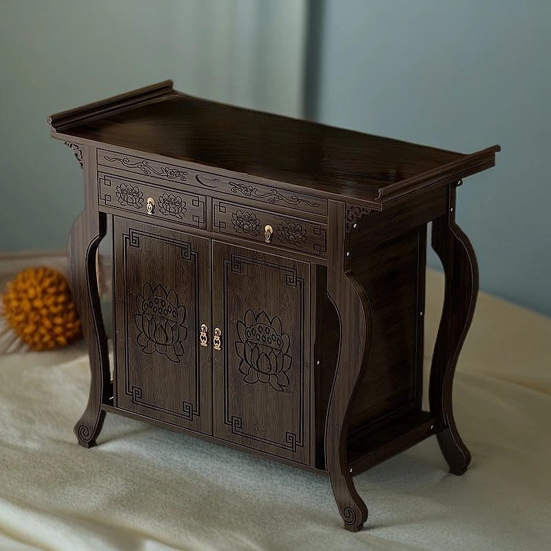 共桌雕花案台柜新中式楠竹古典玄关桌马蹄柜