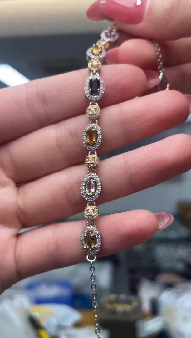 银S925镶嵌手链碧玺（多样性发一件）