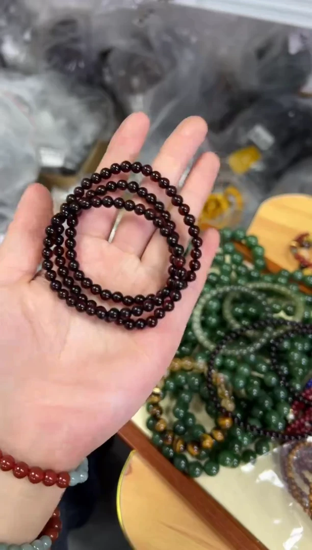 【闪购商品】血珀手链未镶嵌琥珀血珀圆珠多圈手链[0325]