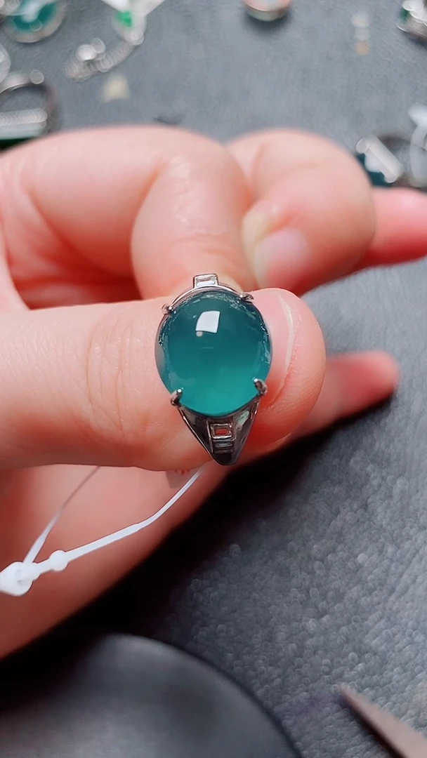 翡翠戒指银S925镶嵌翡翠