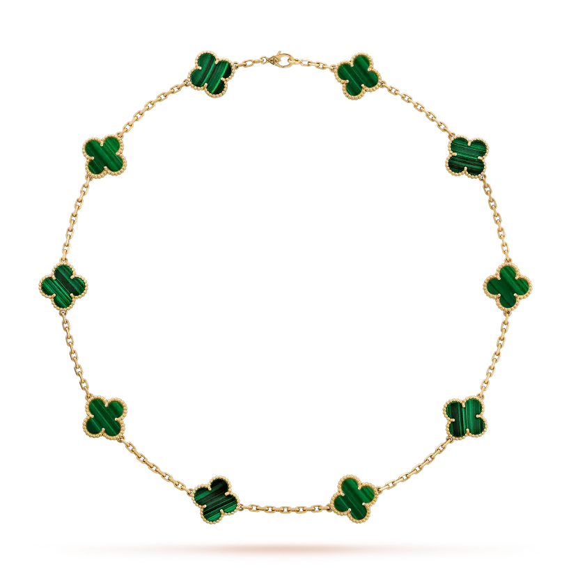 未使用 梵克雅宝 VintageAlhambra系列 孔雀绿十花四叶草项链