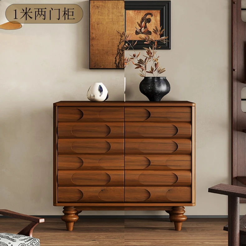 中古风复古玄关柜边柜法式实木鞋柜客厅靠墙餐边柜隔断装饰储物柜