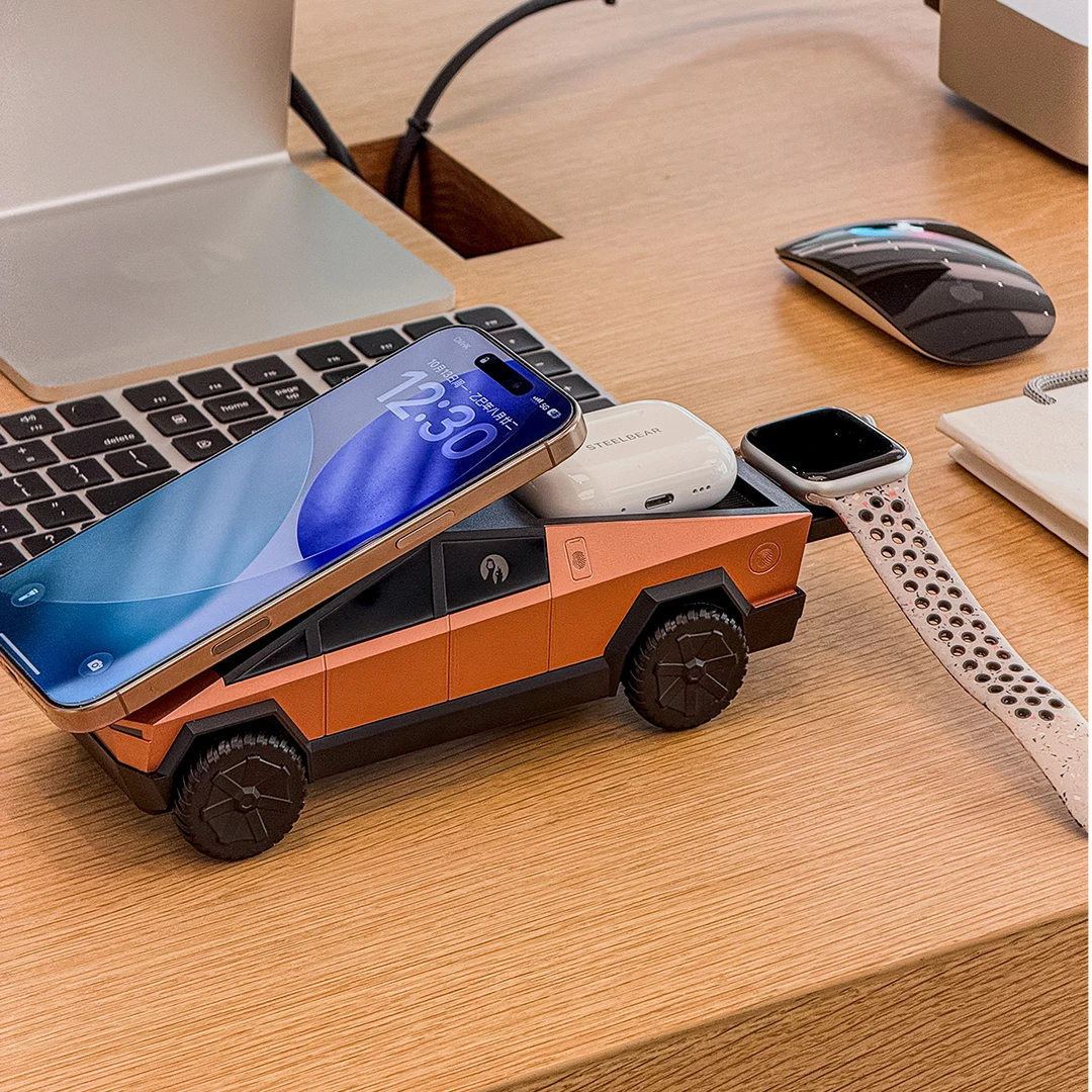 赛博皮卡Cybertruck车模多功能三合一无线充桌面磁吸充电器