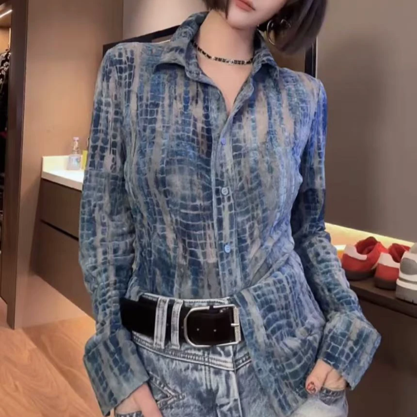 2024设计感轻奢弹力衬衫韩版高级感洋气百搭新款上衣女显瘦气质