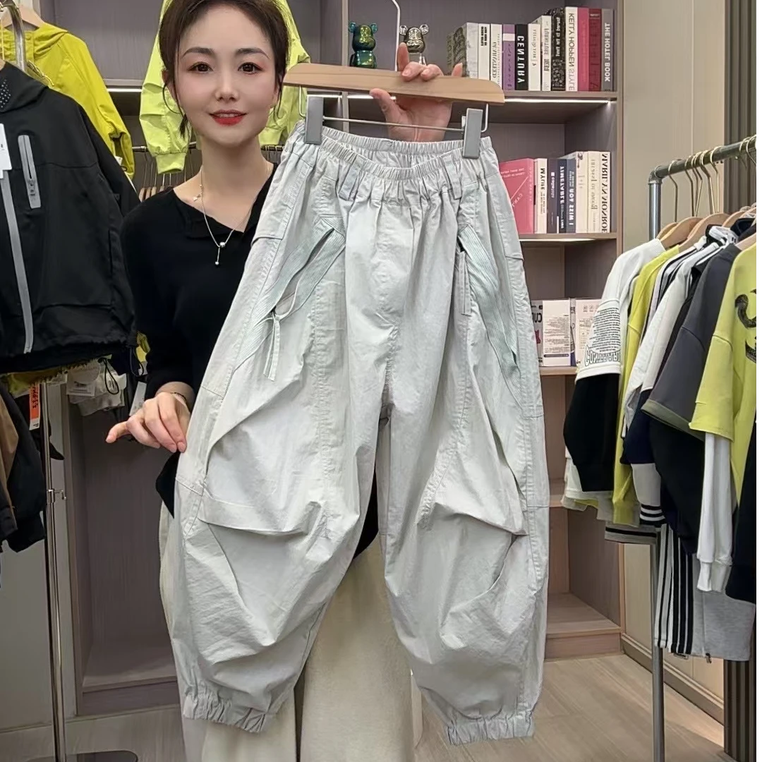 男童休闲风工装裤春秋系带休闲裤中大童百搭时尚童装裤子拼接卫裤