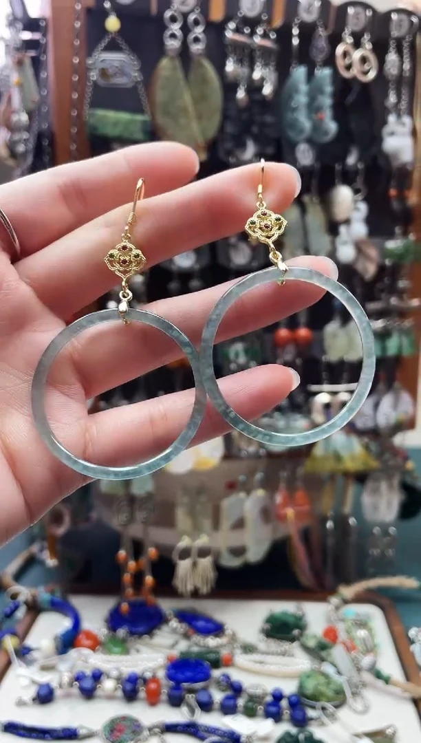 合金翡翠耳饰饰品