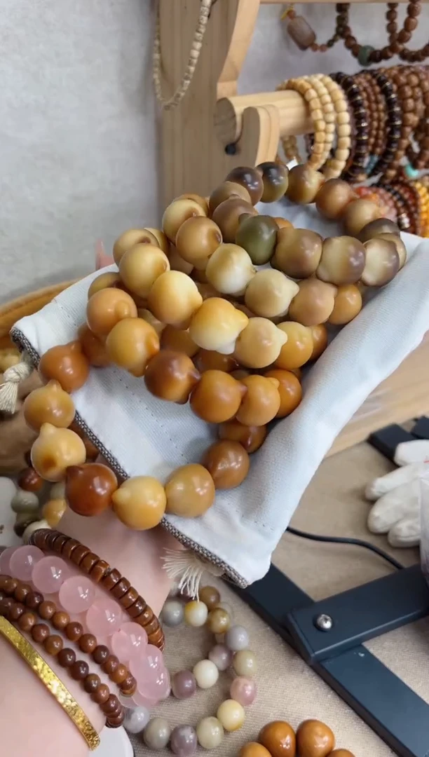 菩提根/象牙果手串a47干磨猫猫头20瑕疵不补随机