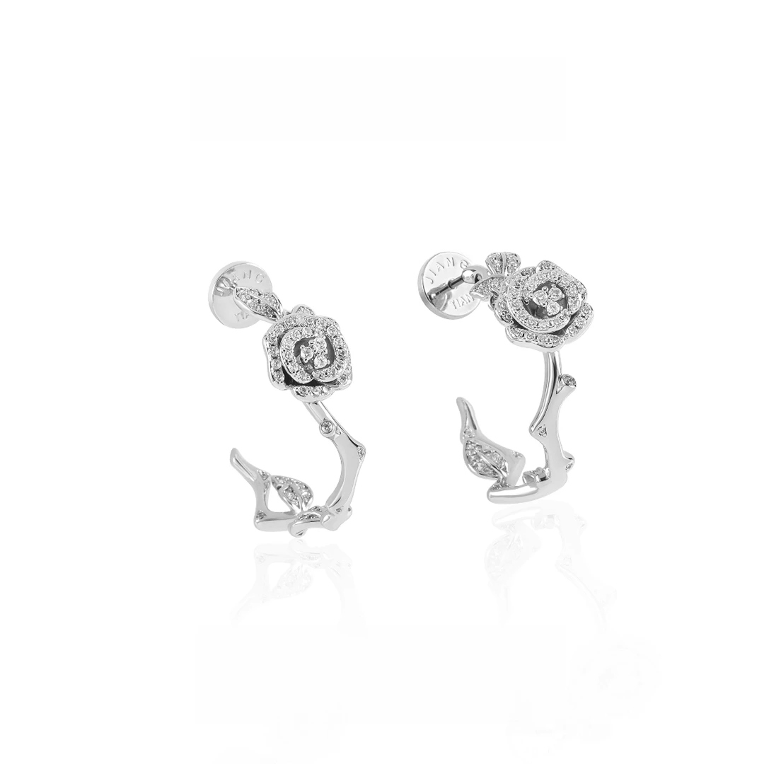 镀k金 925银针 CNC精工 气质轻奢设计师玫瑰花耳钉 1822