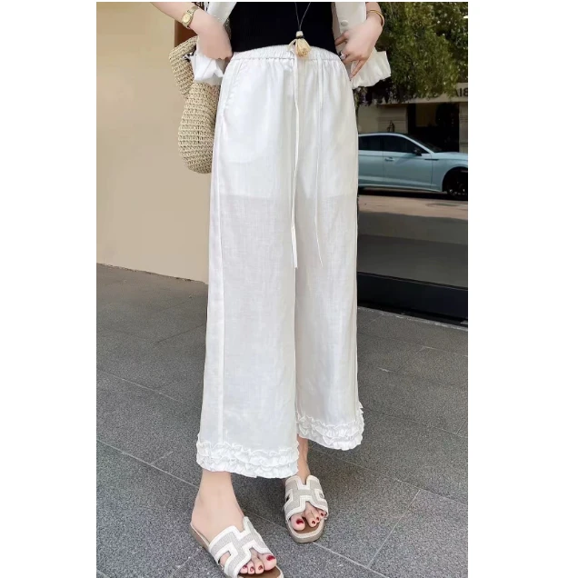 【ZM纵美】高品质设计感显瘦遮胯仿亚麻质感九分裤2388592