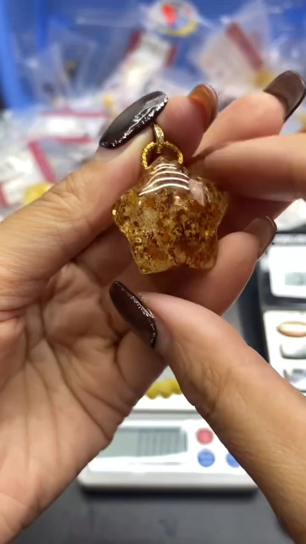 琥珀银S925镶嵌珠宝奇石1075