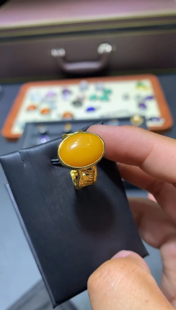 琥珀未镶嵌戒指Q61【所见即所得】