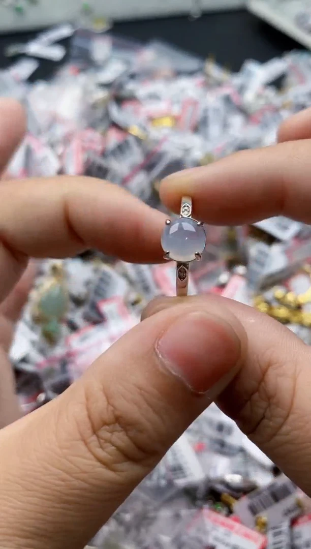 翡翠戒指银S925镶嵌6666---6