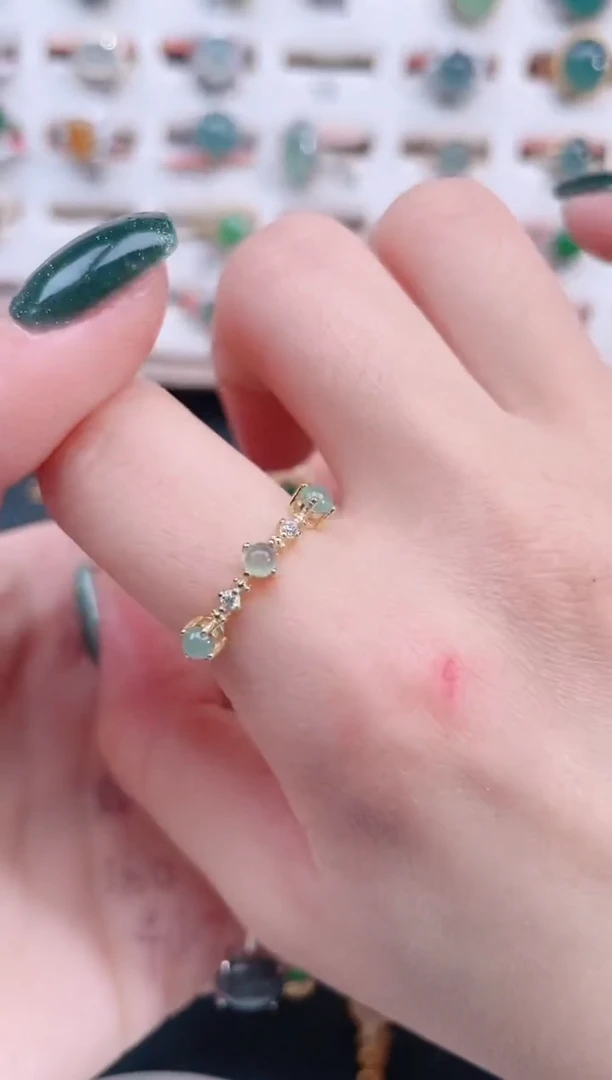 银S925镶嵌戒指翡翠天然翡翠