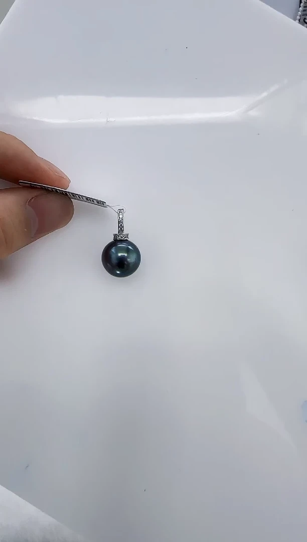 银S925镶嵌海水珍珠DA大溪地吊坠13-14 y258