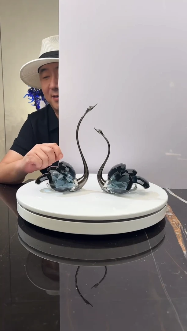 摆件CS0103050墨兰水晶天鹅一对