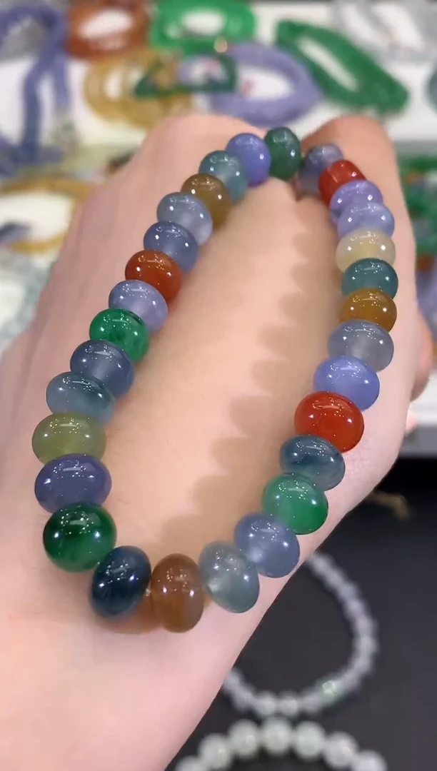 未镶嵌手串翡翠C217 紫货有色差