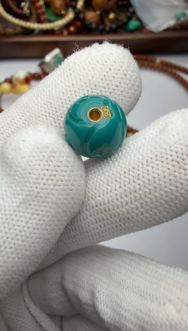 足金镶嵌绿松石配饰配饰