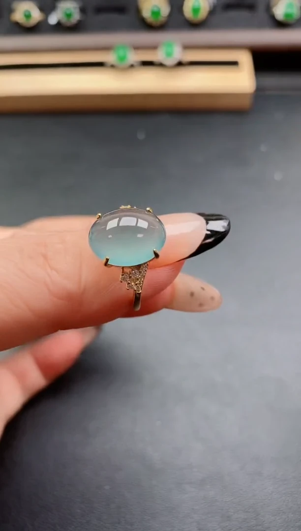 银S925镶嵌戒指翡翠1