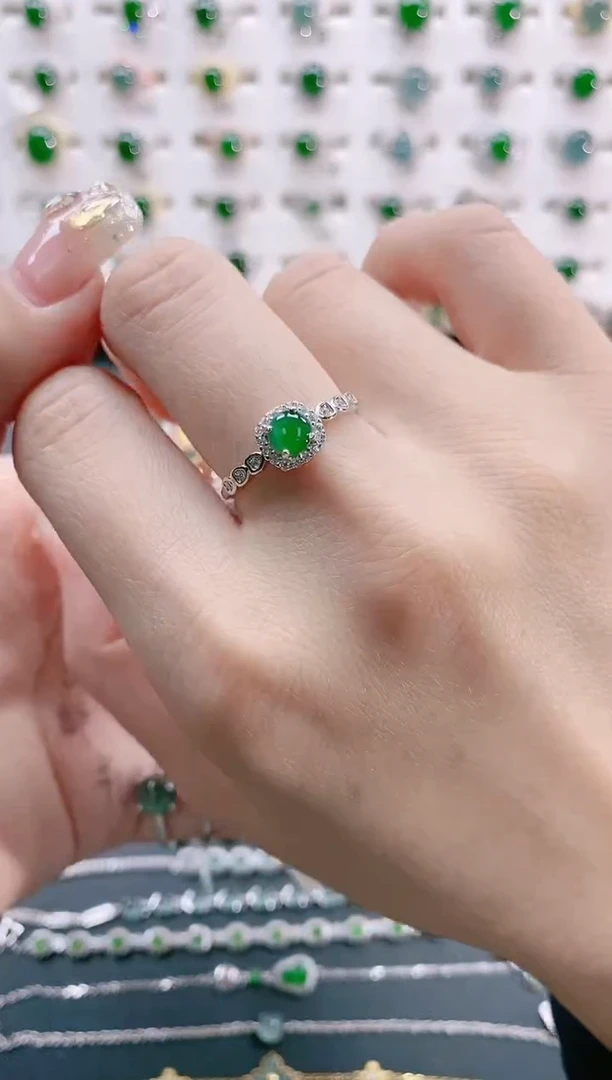 【闪购商品】翡翠戒指银S925镶嵌天然翡翠