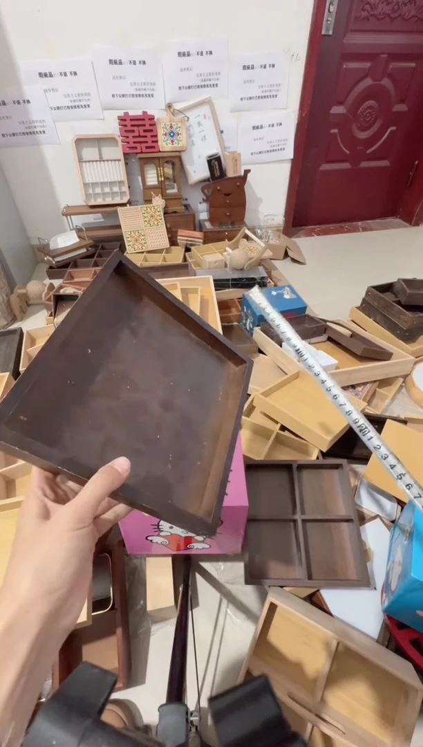 胡桃色竹木小方盘微瑕