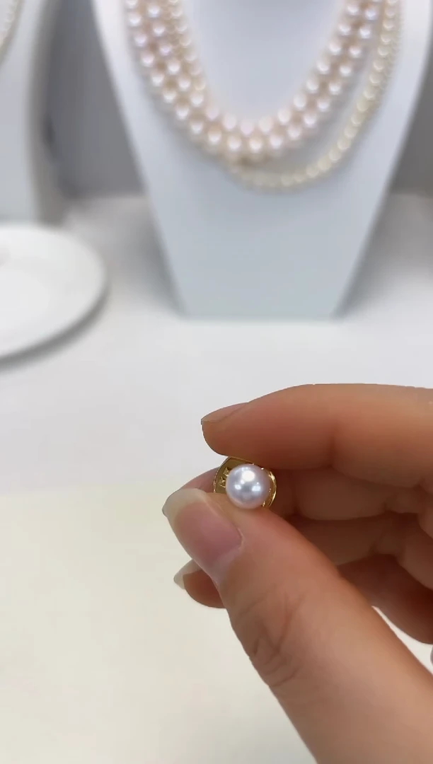 【闪购商品】淡水珍珠领扣银S925镶嵌21#