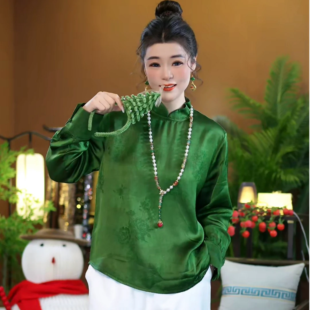 【苏唐韵】国风神秘墨绿色打底上衣 优雅稳重高贵冷艳气质定制款