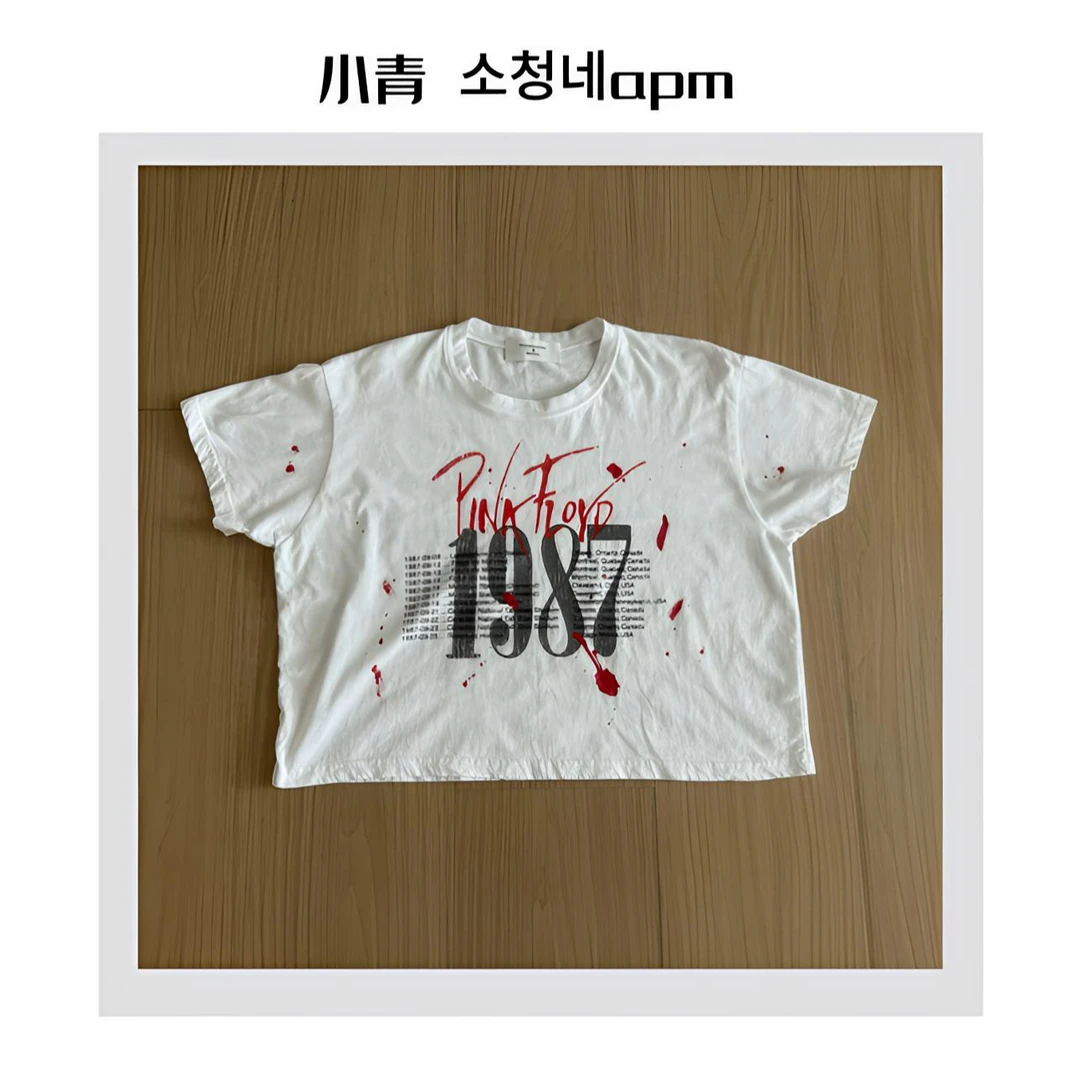 韩国东大门 THE/1987油漆T恤