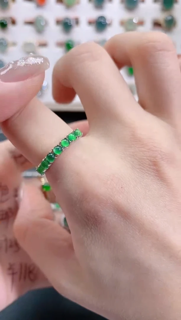 银S925镶嵌戒指翡翠天然翡翠