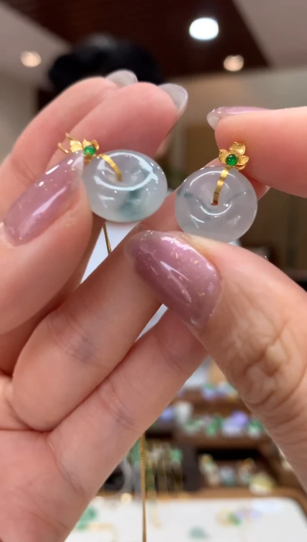 翡翠18K金镶嵌吊坠(不含链)平安扣 多样性发货1件